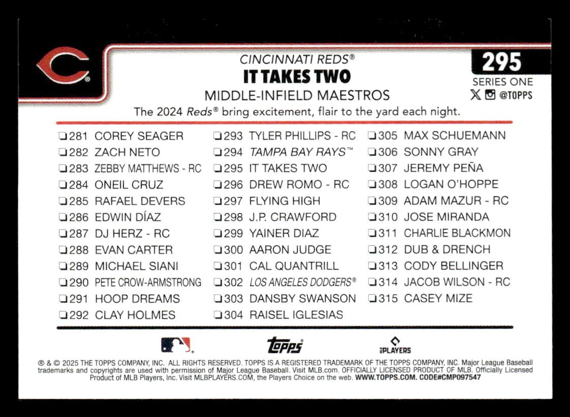 2025 Topps #295 It Takes Two: Middle-Infield Maestros