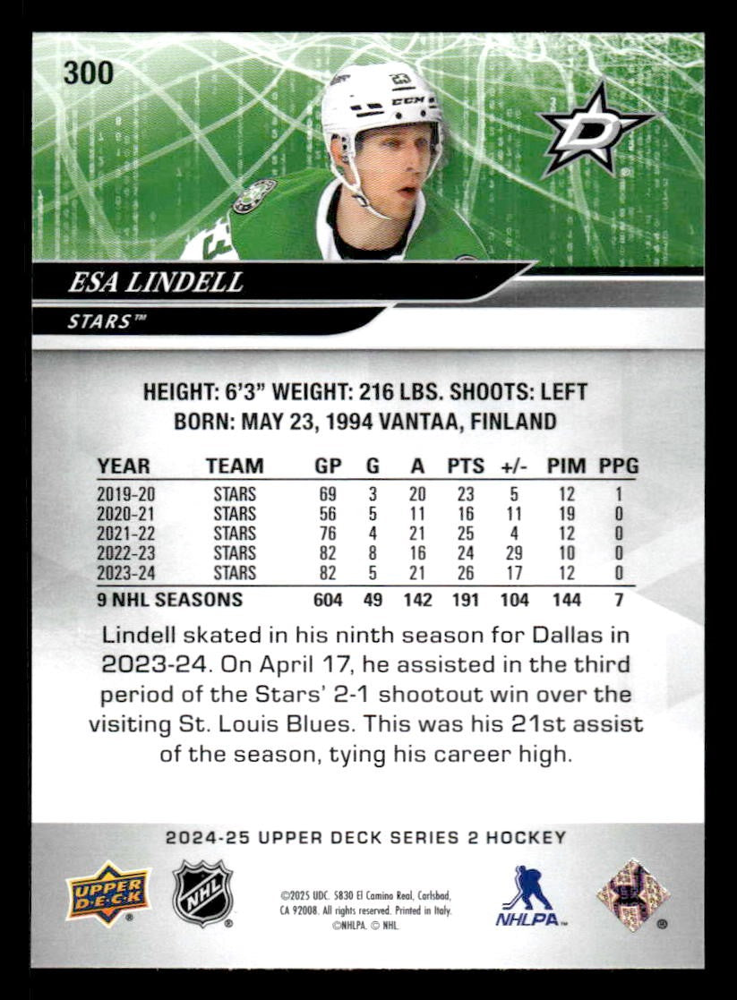2024-25 Upper Deck #300 Esa Lindell