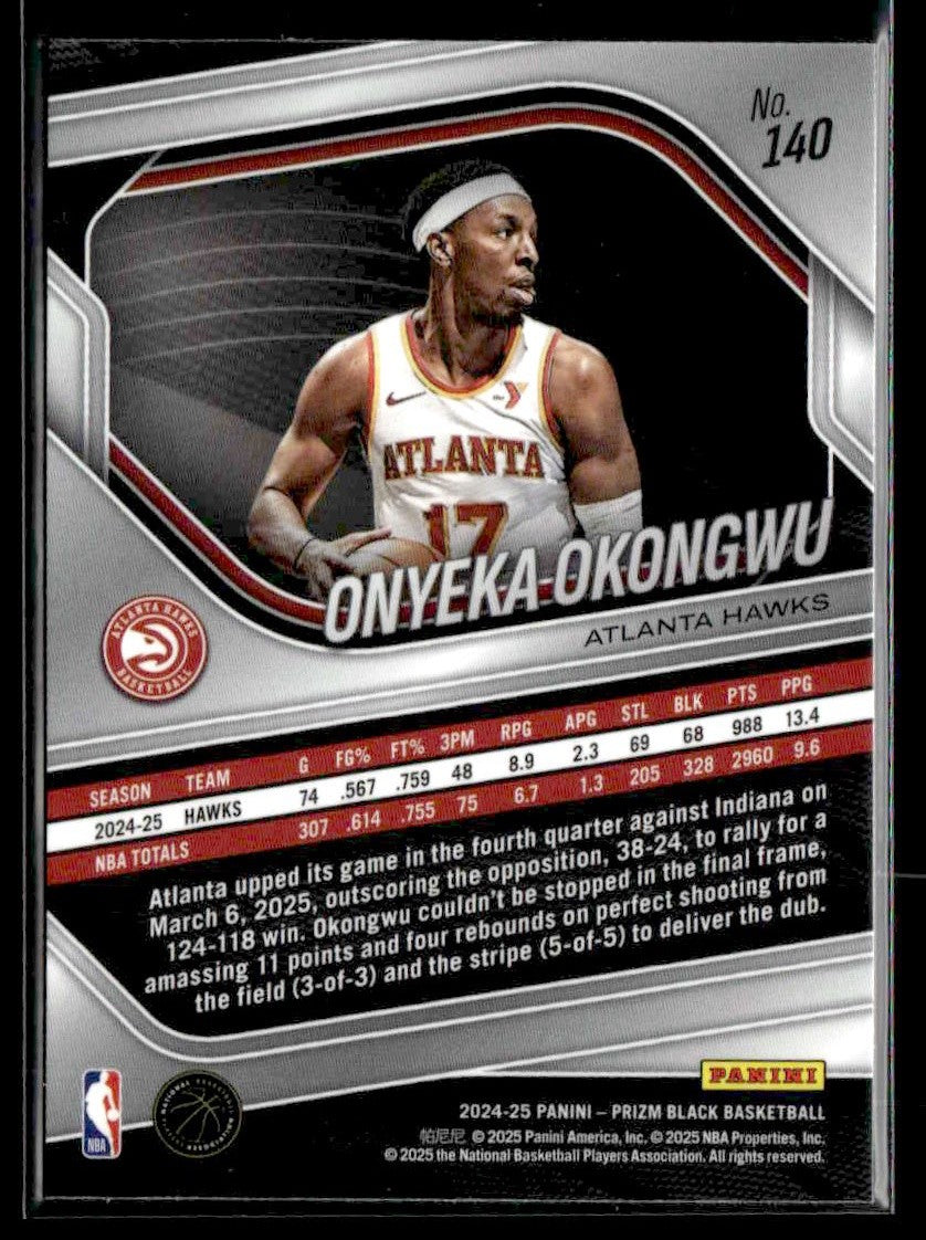2024-25 Panini Prizm Black #140 Onyeka Okongwu