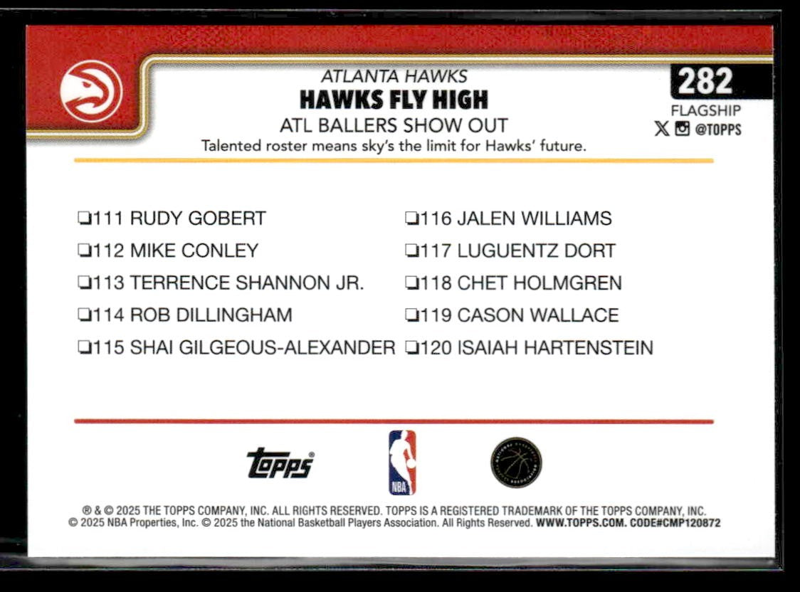 2025-26 Topps #282 Hawks Fly High: ATL Ballers Show Out