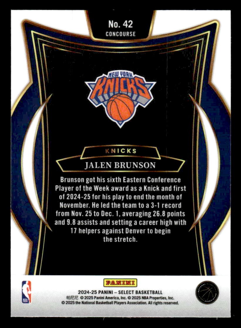 2024-25 Panini Select #42 Jalen Brunson