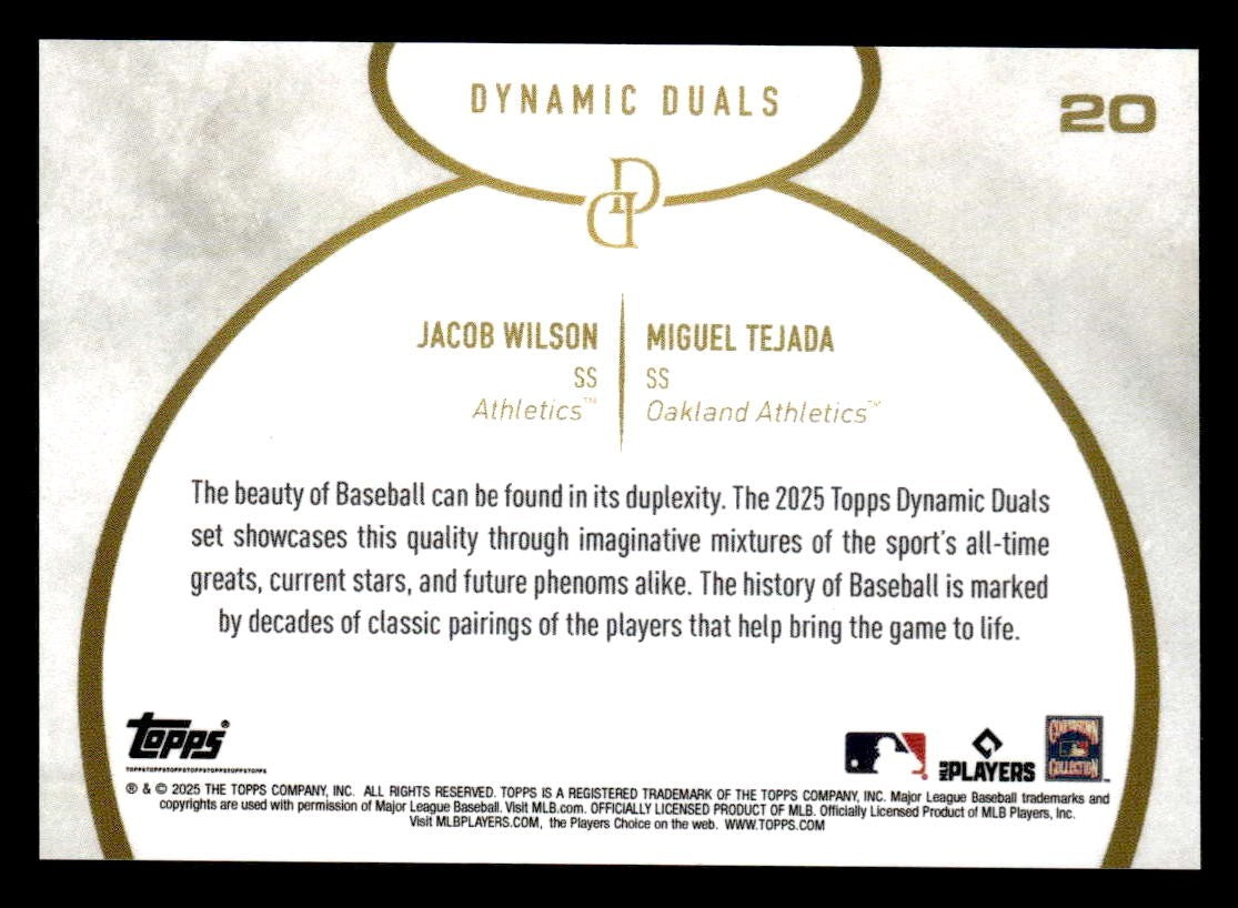 2025 Topps Dynamic Duals #20 Jacob Wilson / Miguel Tejada