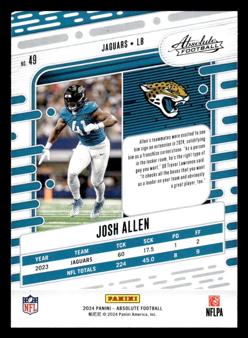 2024 Panini Absolute #49 Josh Hines-Allen Retail