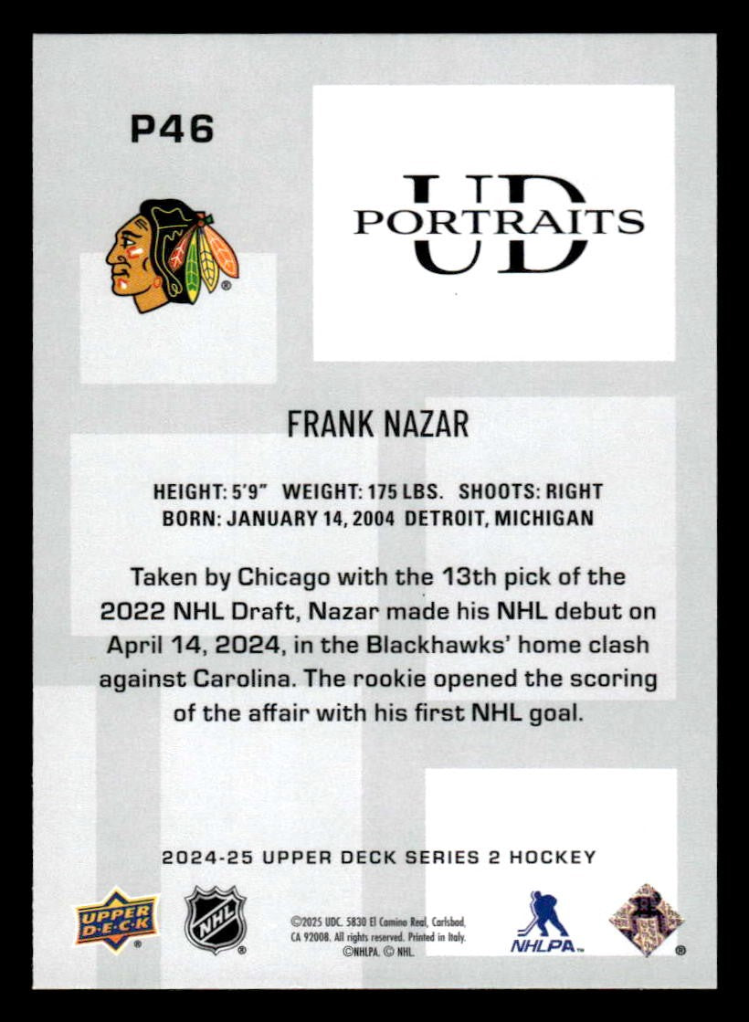 2024-25 Upper Deck #P-46 Frank Nazar UD Portraits