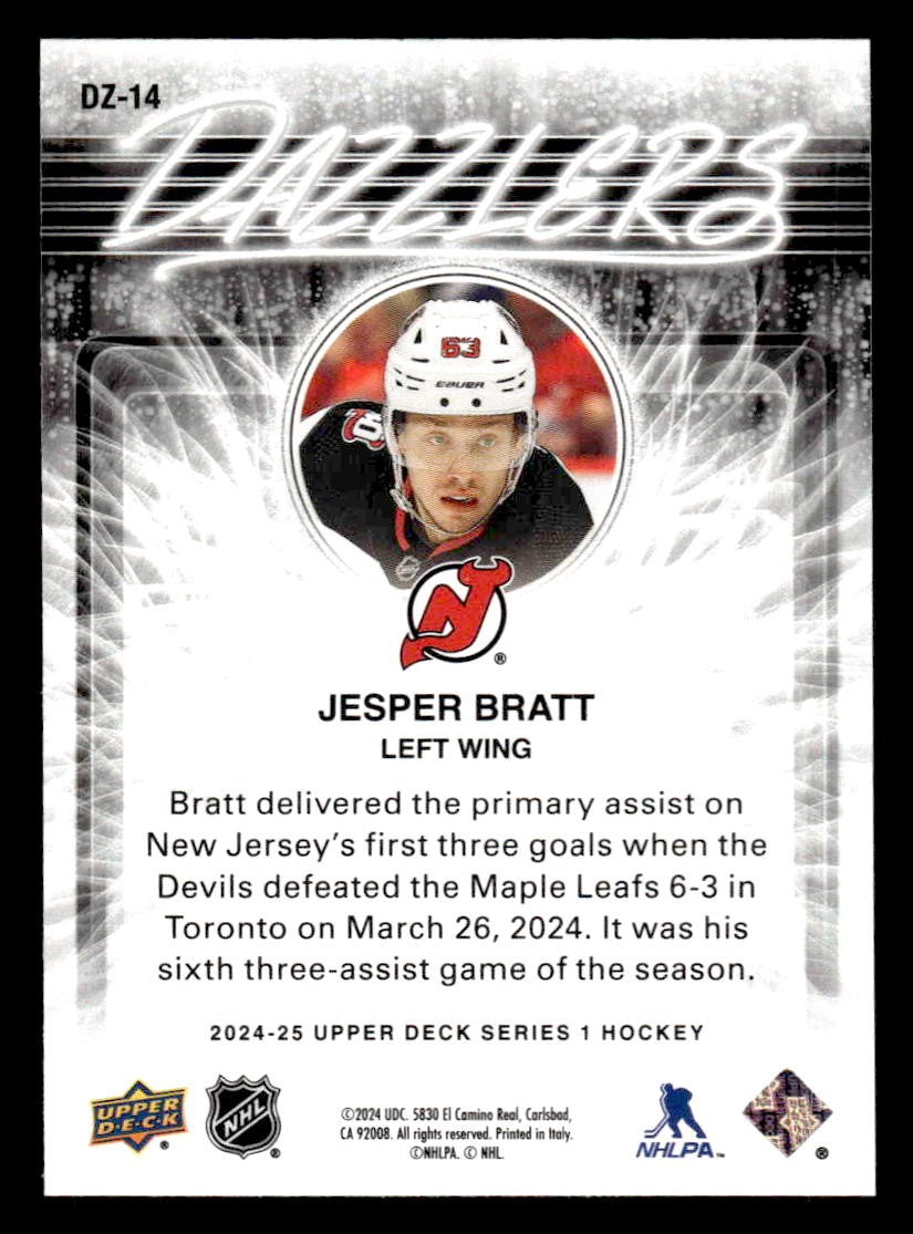 2024-25 Upper Deck #DZ-14 Jesper Bratt Dazzlers Blue