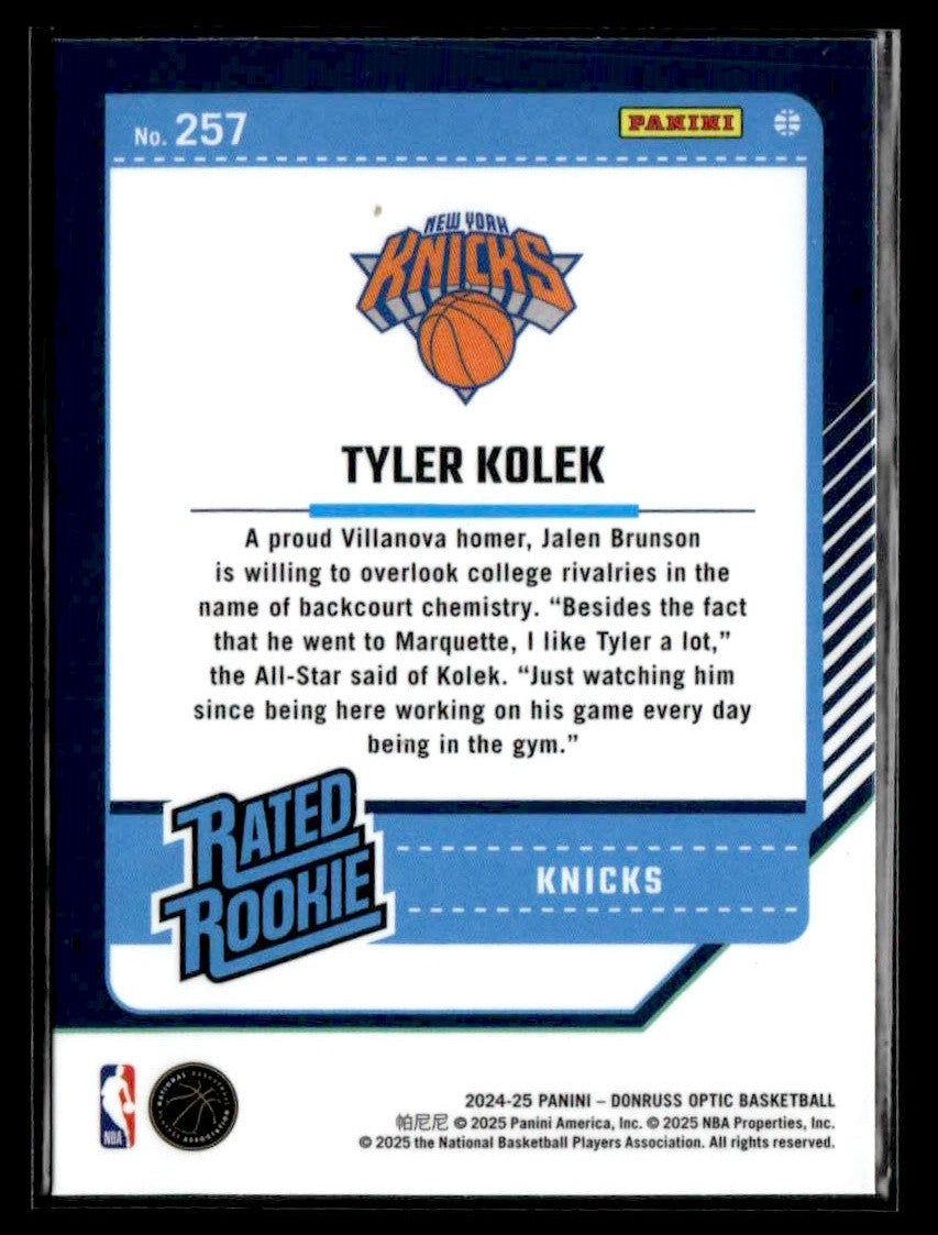 2024-25 Donruss Optic #257 Tyler Kolek