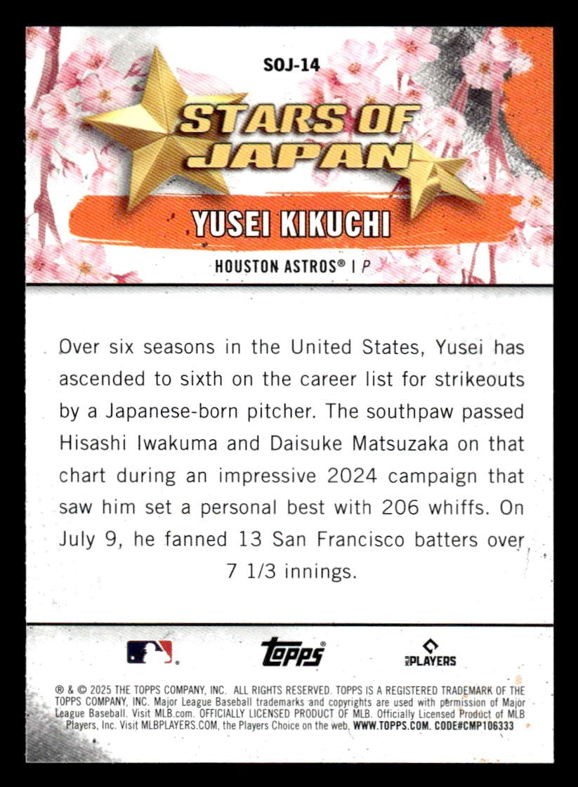 2025 Topps #SOJ-14 Yusei Kikuchi Stars of Japan