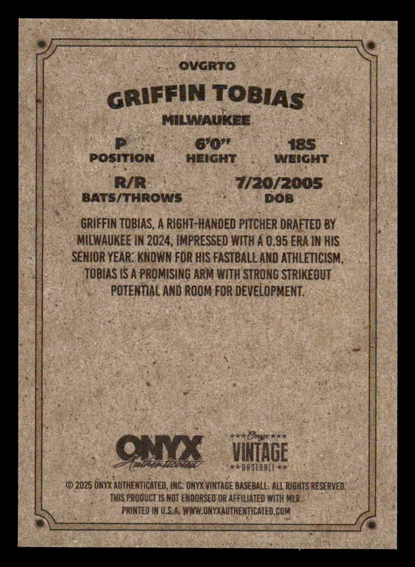 2025 Onyx Vintage #OVGRTO Griffin Tobias