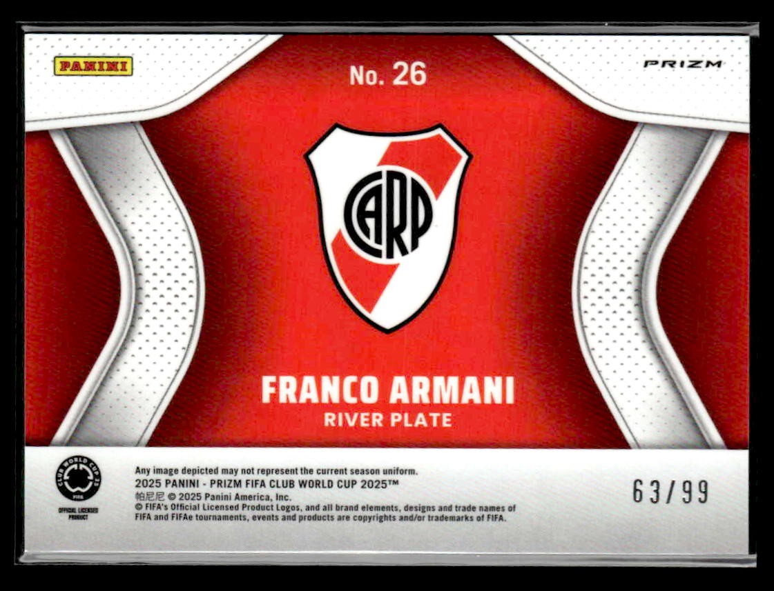 2025 Prizm FIFA Club World Cup #26 Franco Armani Cont Contend Blue Ice #63/99