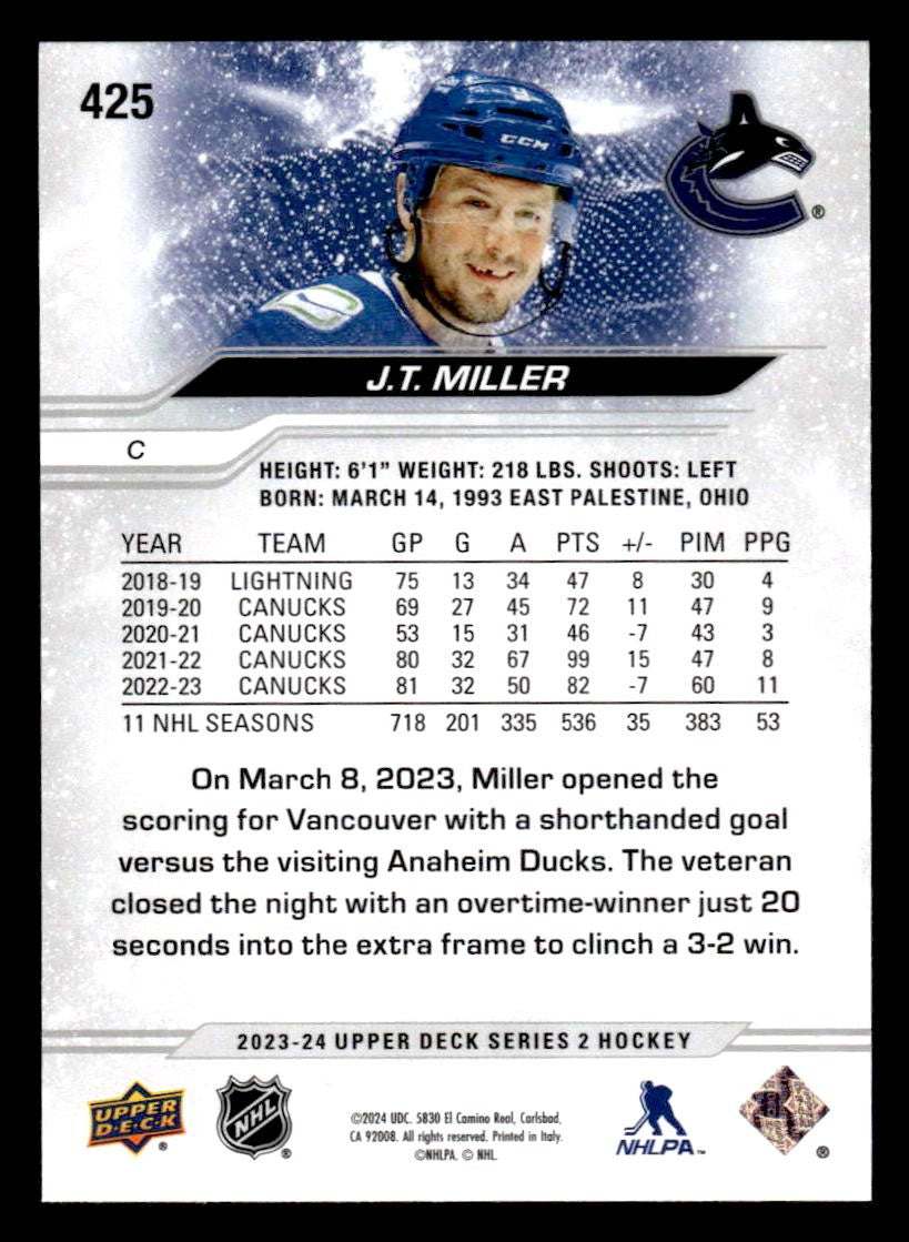 2023-24 Upper Deck #425 J.T. Miller