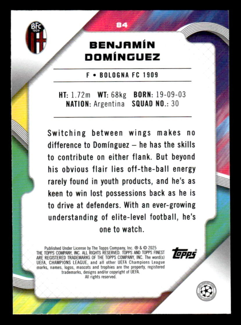 2024-25 Topps Finest UEFA Club Comp #84 Benjamin Dominguez