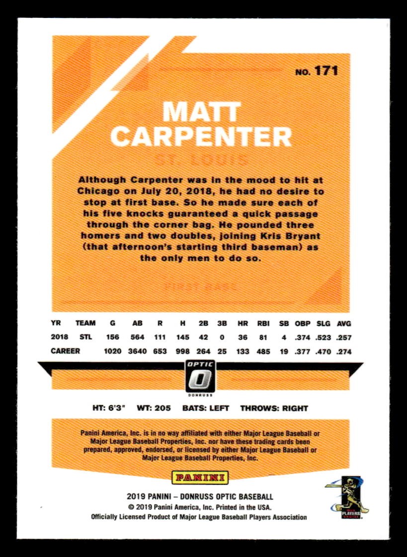 2019 Donruss Optic #171 Matt Carpenter