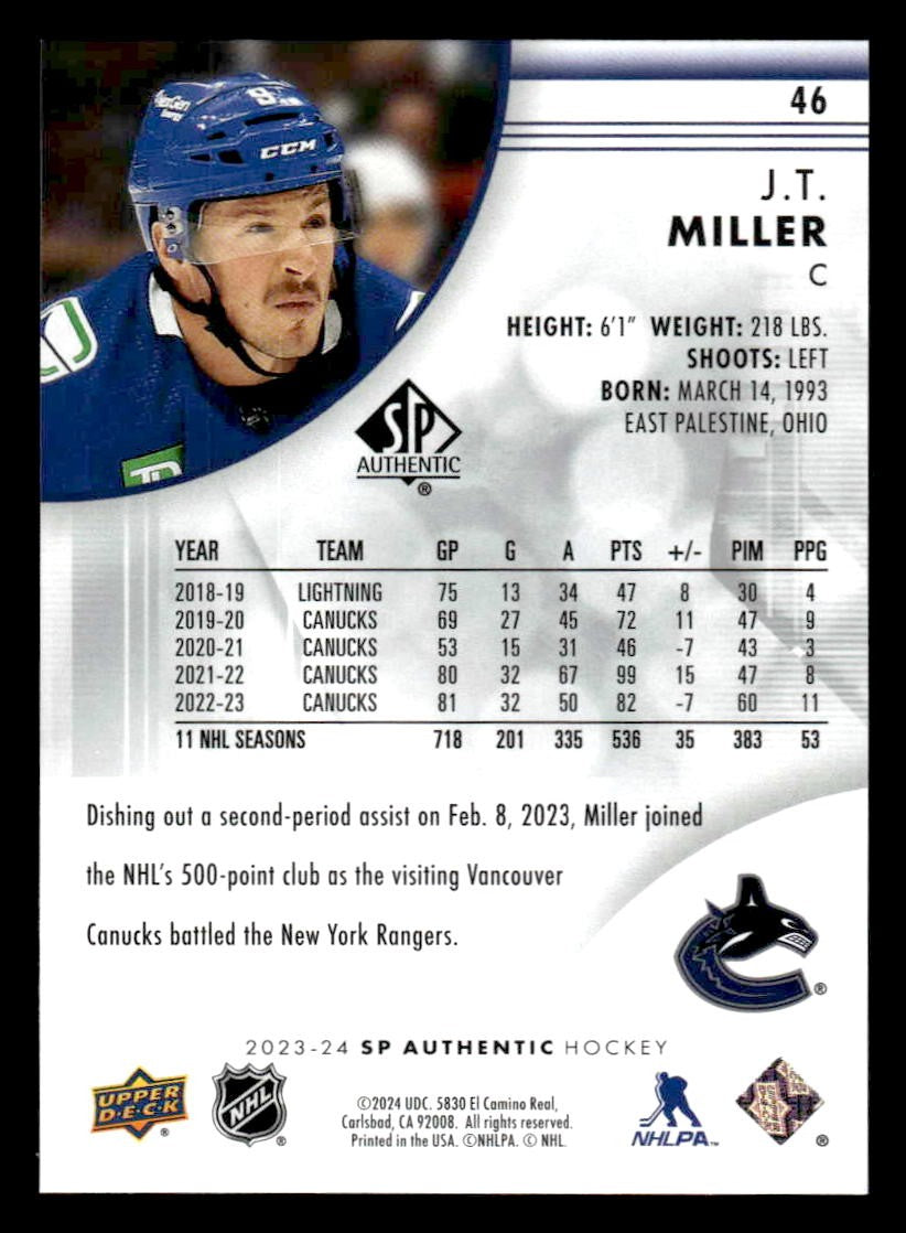 2023-24 SP Authentic #46 J.T. Miller