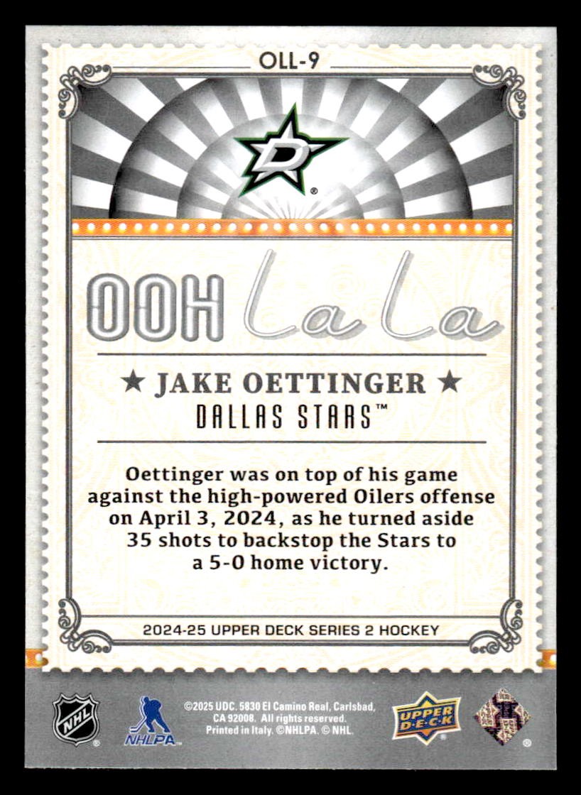 2024-25 Upper Deck #OLL-9 Jake Oettinger Ooh La La