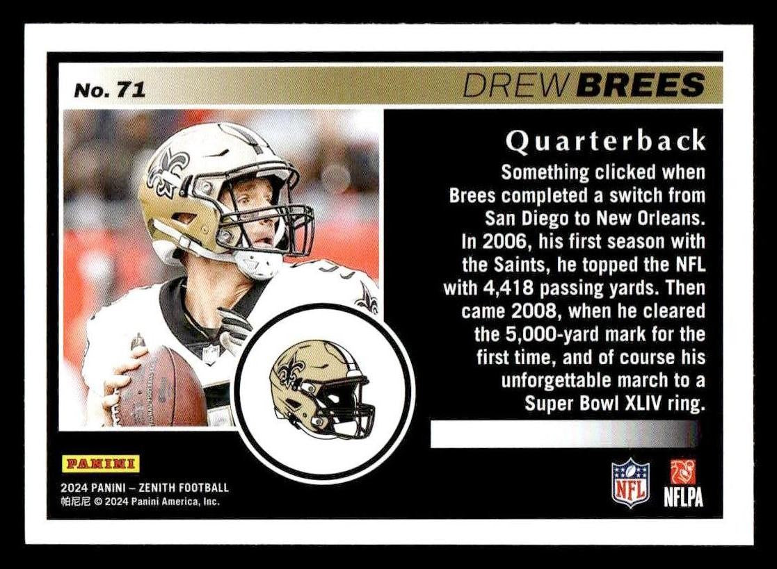 2024 Panini Zenith #71 Drew Brees Retail