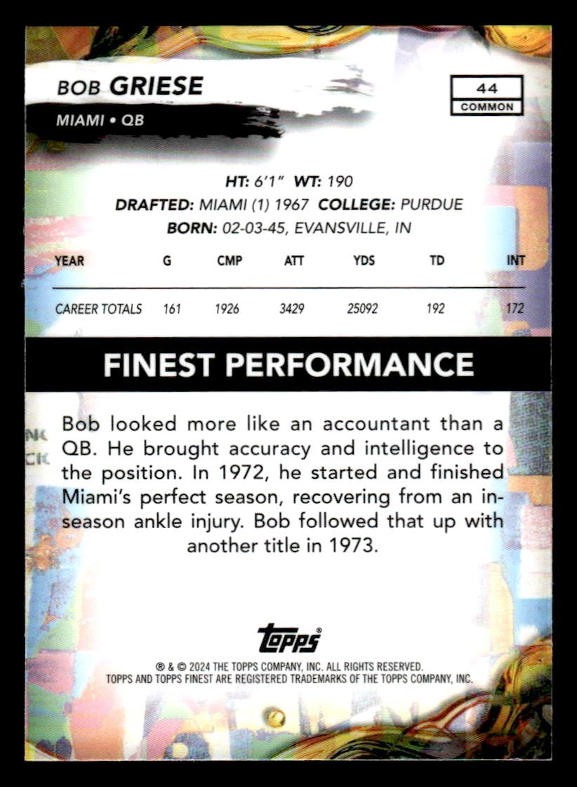 2024 Finest #44 Bob Griese