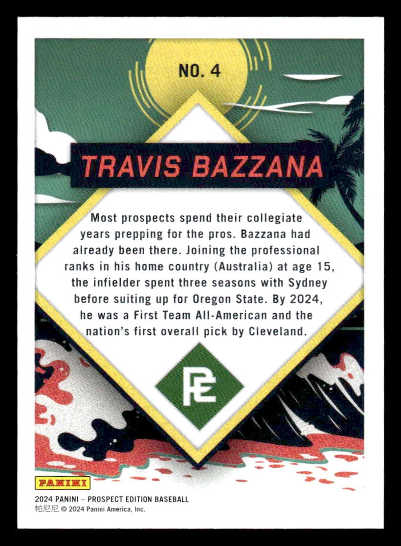 2024 Panini Prospect Edition #4 Travis Bazzana Prepping For The Pros