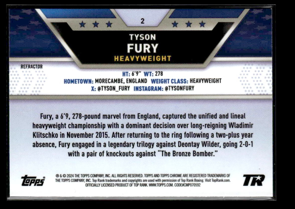 2024 Topps Chrome #2 Tyson Fury Refractor