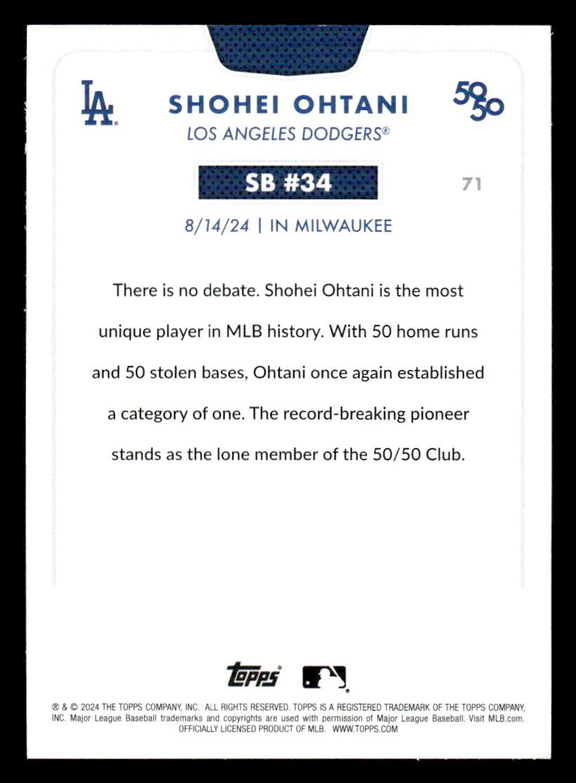 2024 Topps 50/50: Shohei Ohtani #71 Shohei Ohtani