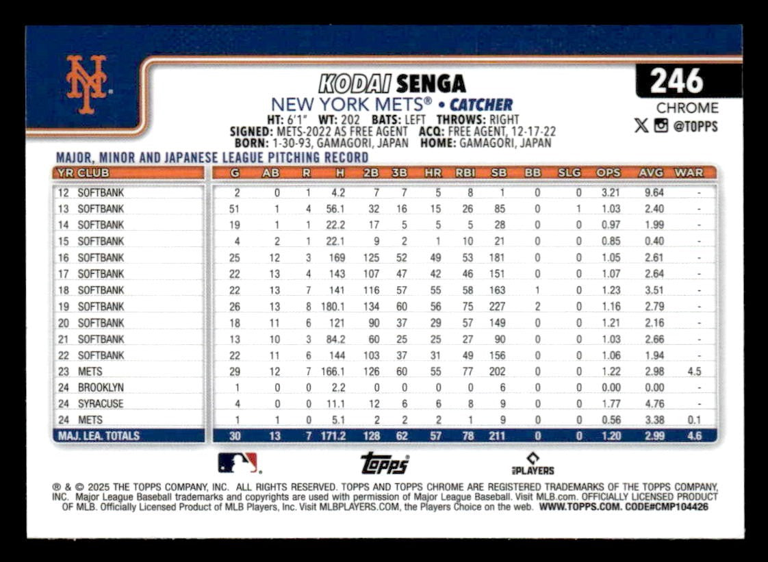 2025 Topps Chrome #246 Kodai Senga