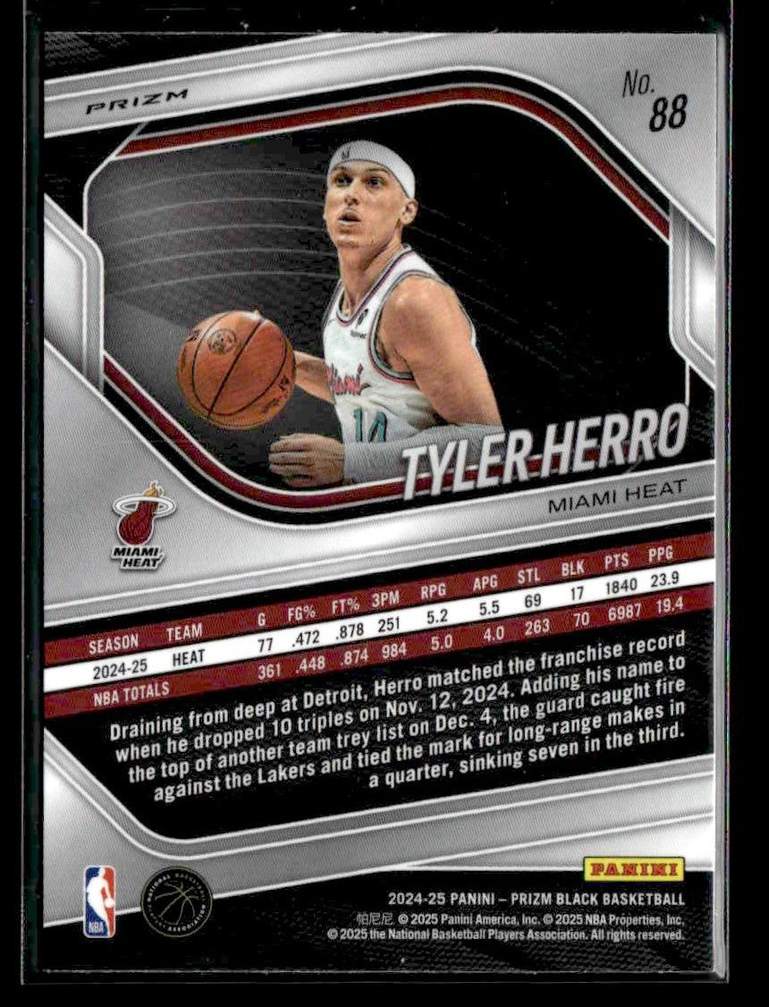 2024-25 Panini Prizm Black #88 Tyler Herro Silver Prizm