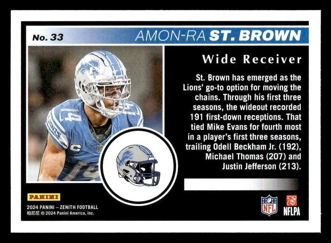 2024 Panini Zenith #33 Amon-Ra St. Brown
