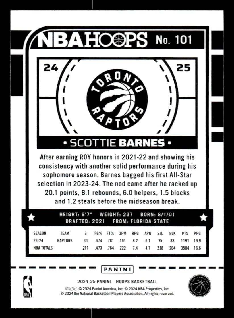 2024-25 Hoops #101 Scottie Barnes