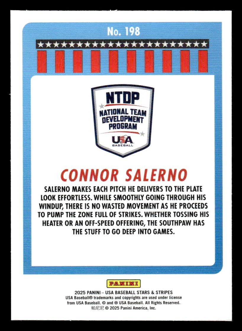 2025 Panini Stars and Stripes USA Baseball #198 Connor Salerno Opening Day