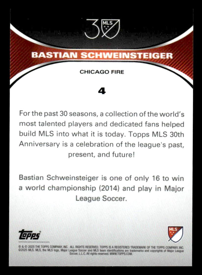 2025 Topps MLS 30th Anniversary Collection #4 Bastian Schweinsteiger