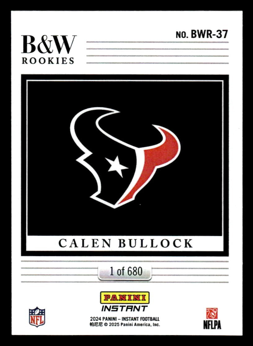2024 Panini Instant NFL Black & White Rookies #BWR-37 Calen Bullock
