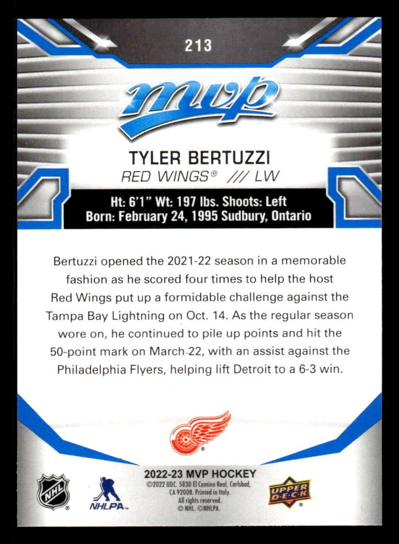 2022-23 Upper Deck MVP #213 Tyler Bertuzzi Blue Script