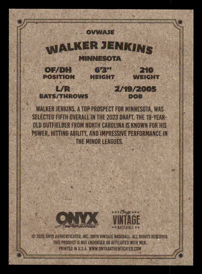 2025 Onyx Vintage #OVWAJE Walker Jenkins