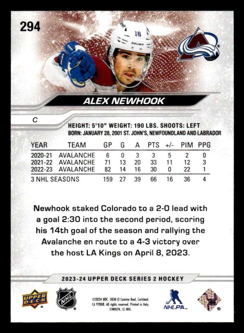 2023-24 Upper Deck #294 Alex Newhook
