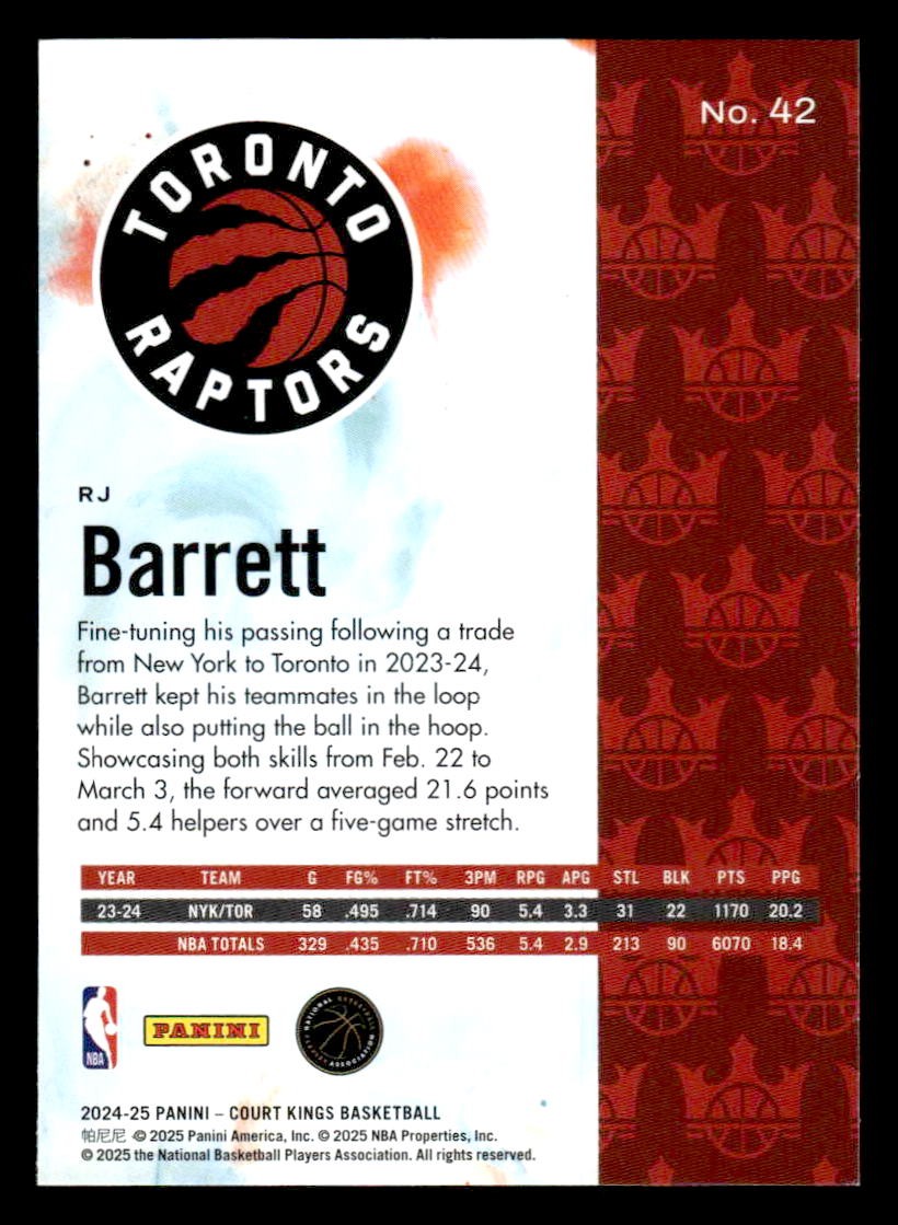 2024-25 Panini Court Kings #42 RJ Barrett
