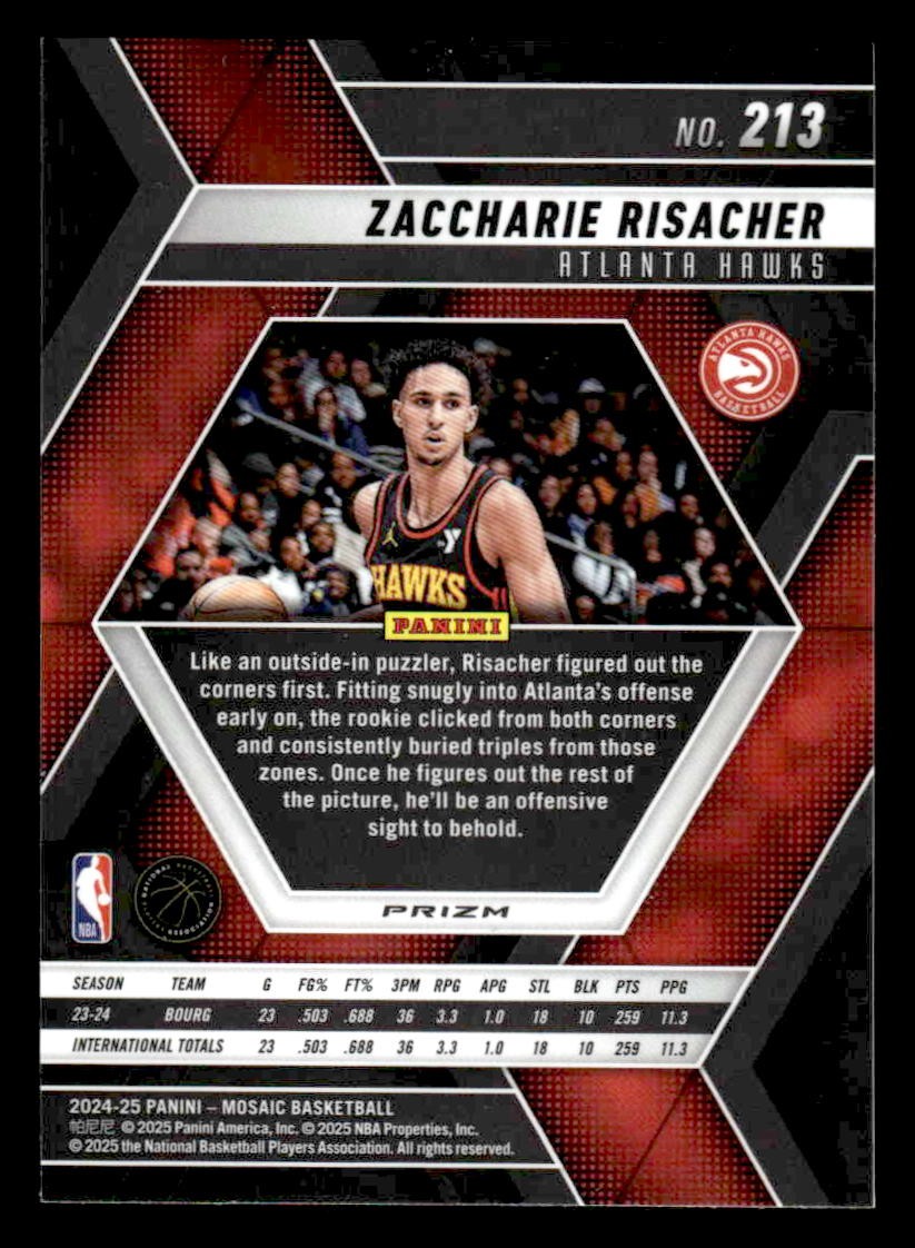 2024-25 Panini Mosaic #213 Zaccharie Risacher Premium