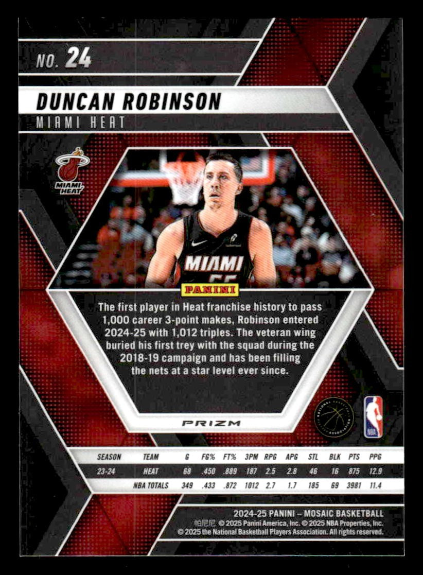 2024-25 Panini Mosaic #24 Duncan Robinson Premium