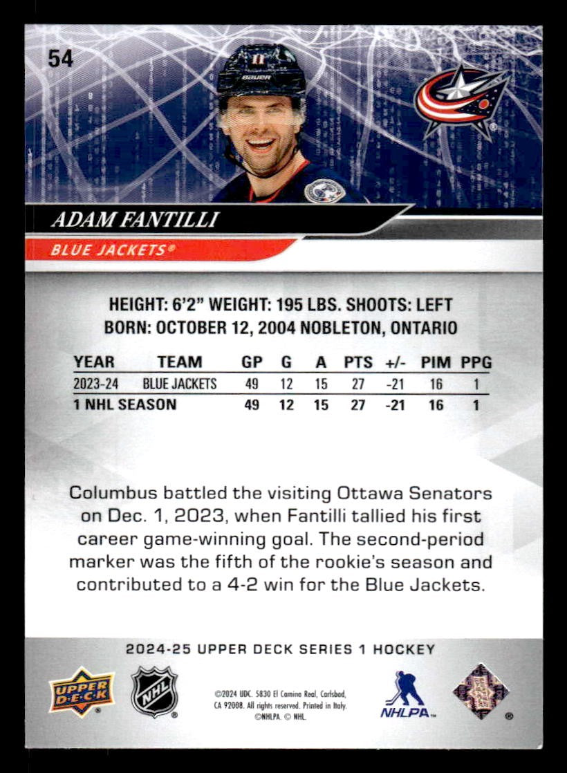 2024-25 Upper Deck #54 Adam Fantilli