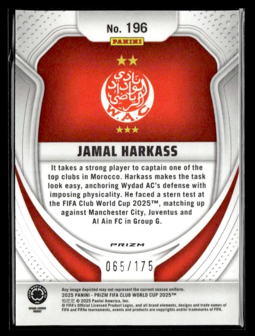 2025 Panini Prizm FIFA Club World Cup #196 Jamal Harkass Blue Ice #/175