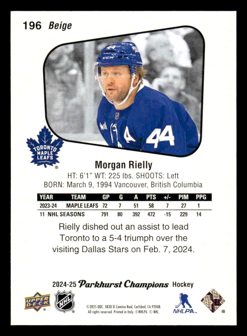 2024-25 Parkhurst Champions #196 Morgan Rielly