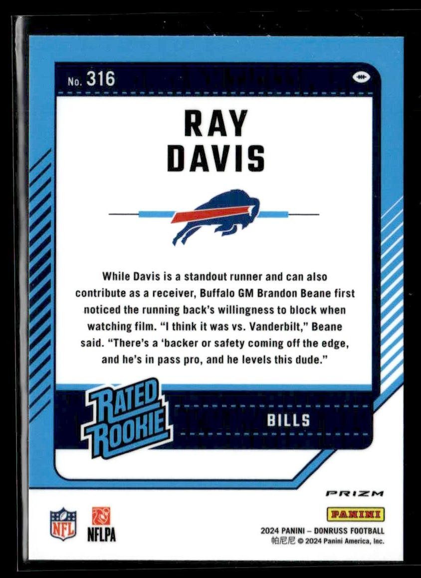 2024 Donruss #316 Ray Davis Optic Rated Rookies Preview Red Pandora