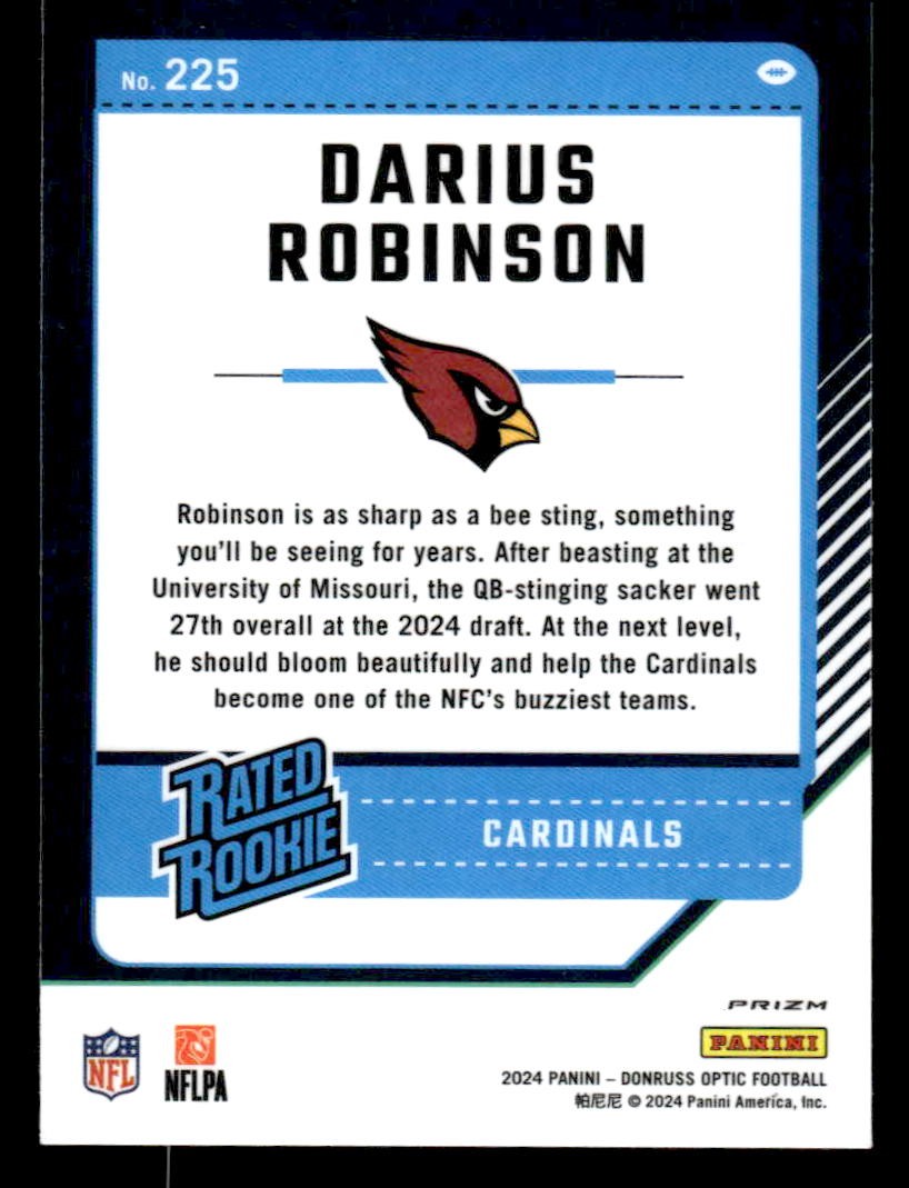 2024 Donruss Optic #225 Darius Robinson Purple Shock