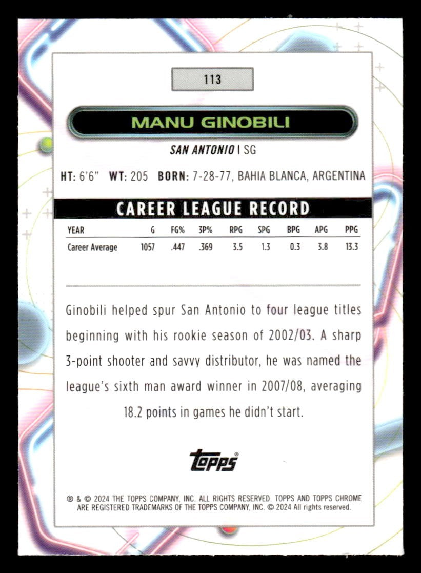 2023-24 Topps Chrome Cosmic #113 Manu Ginobili