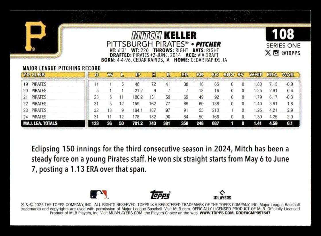 2025 Topps #108 Mitch Keller