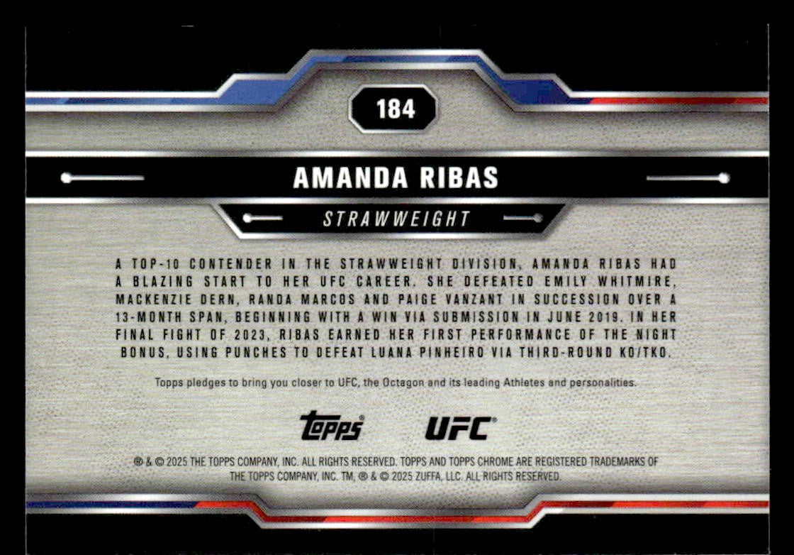 2025 Topps Chrome UFC #184 Amanda Ribas