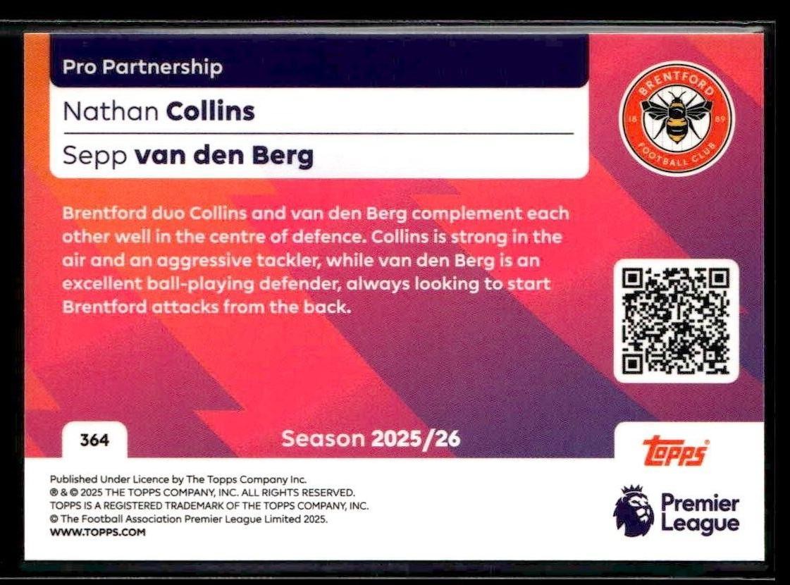 2025-26 Premier League #364 Nathan Collins / Sepp van den Berg PS Rainbow Foil