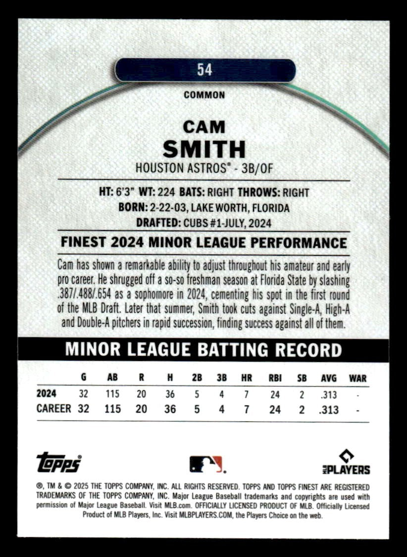 2025 Finest #54 Cam Smith