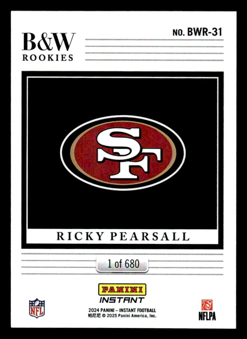 2024 Panini Instant NFL Black & White Rookies #BWR-31 Ricky Pearsall
