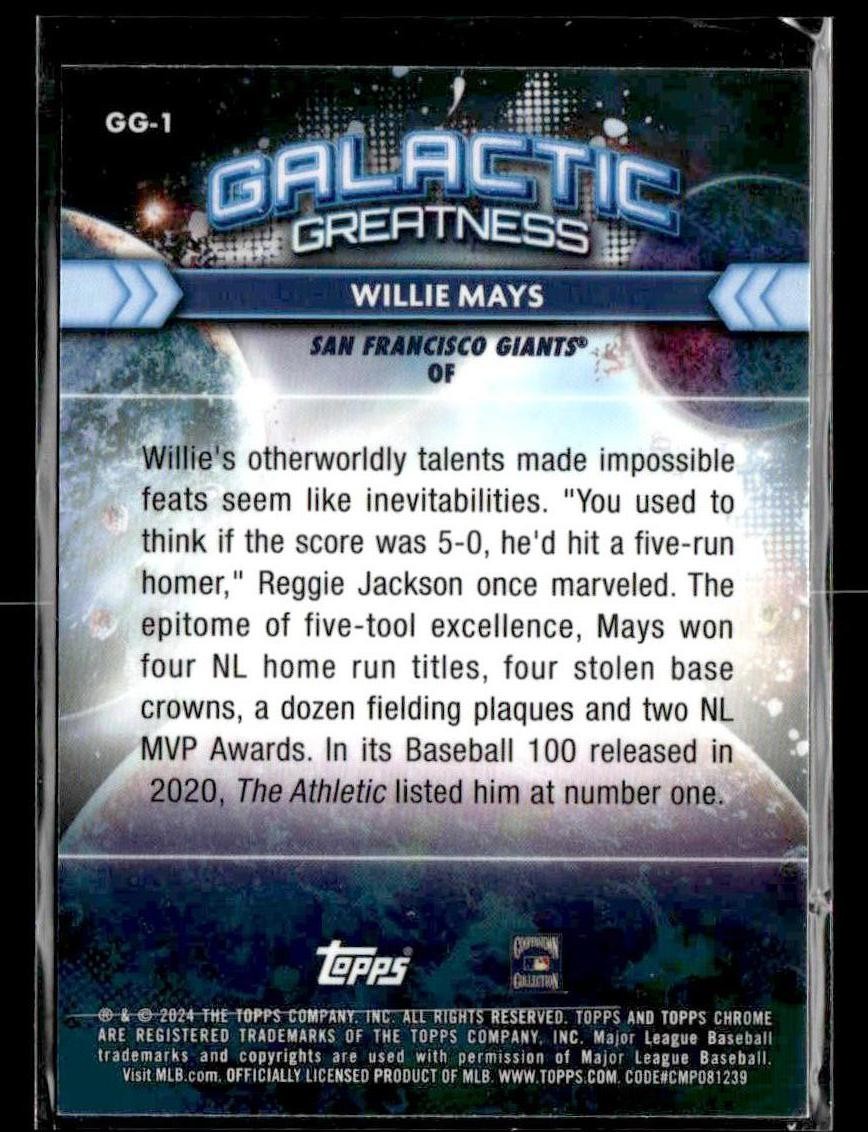 2024 Topps Chrome Cosmic #GG-1 Willie Mays Galactic Greatness