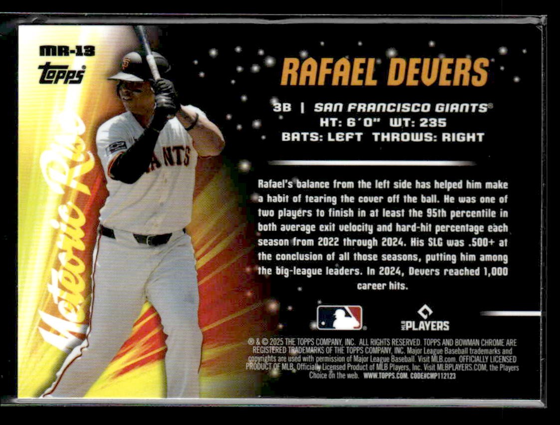 2025 Donruss Chrome #MR-13 Rafael Devers Meteoric Rise