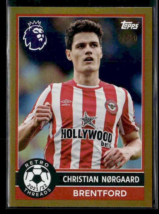 2025-26 Topps Premier League #385 Christian Nørgaard Gold Rainbow Foil #/50